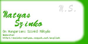 matyas szinko business card